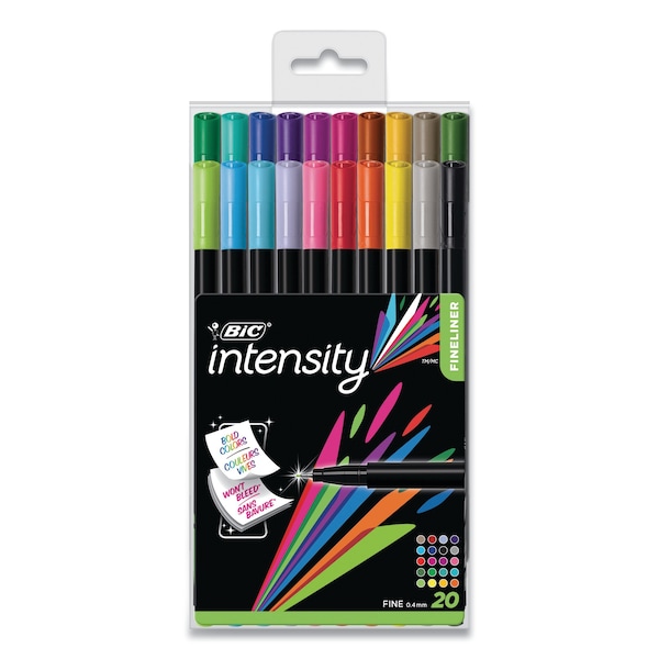 Bic Intensity Stick Porous Point Marker Pen, 0.4mm, Assorted, PK21